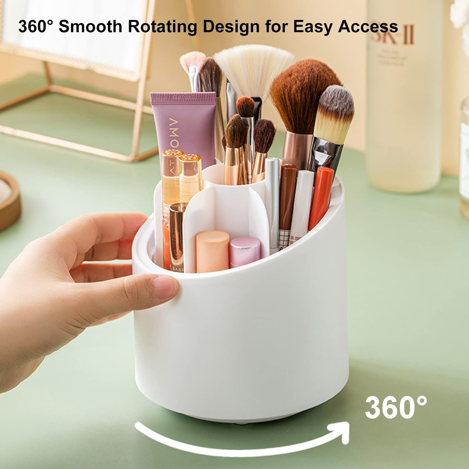 360° Rotating Makeup Brush Holder