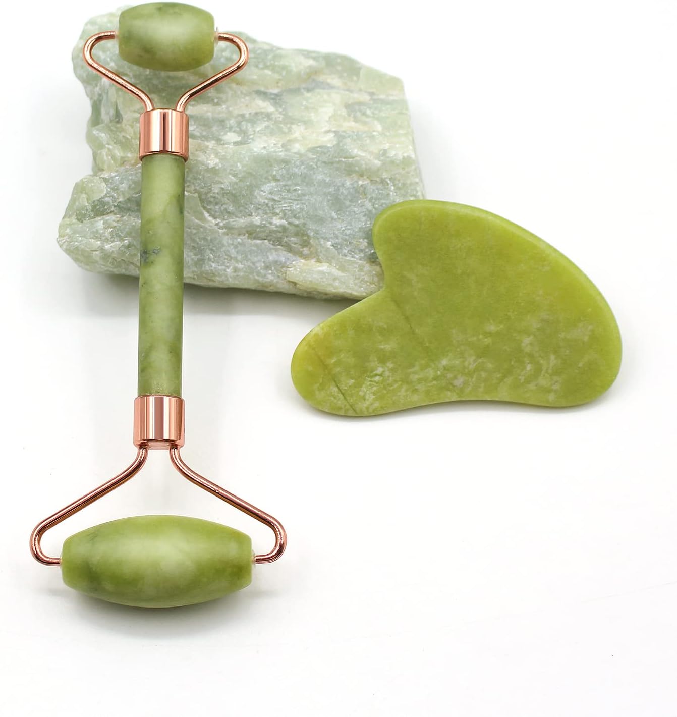 Jade Roller + Gua Sha Facial Tools Set